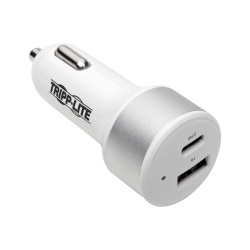 Tripp Lite Dual-Port USB Car Charger with PD Charging - White