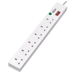 6FT Tripp Lite 6-Outlet British Outlet Surge Protector - White