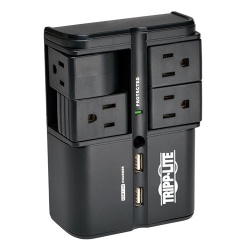 Tripp Lite 4 Outlet Surge Protector With 3.4A USB Charger - Black