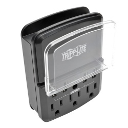 Tripp Lite 4 Port Wall Mount USB Charging Station With 3 Outlet Surge Protector - Black