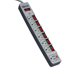 6FT Tripp Lite 7 Outlet Eco Green Surge Protector - Cool Gray