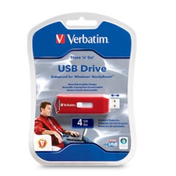 4GB Verbatim Store N Go USB2.0 Flash Drive - Red