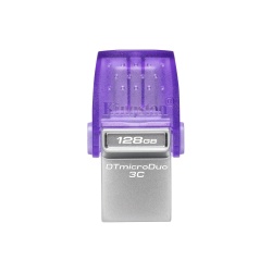 128GB Kingston Technology Data Traveler Micro Duo 3C USB Flash Drive - Stainless Steel, Purple