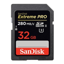 32GB Sandisk Extreme Pro SDHC UHS-I Class 3 CL10 Memory Card (280MB/sec)
