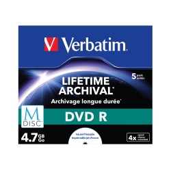 Verbatim M-Disc DVD R 4.7GB 4X 5-Pack Jewelcase