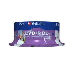 Verbatim 8.5GB DVD+R Double Layer (DL) Inkjet Printable 8x 25-Pack Spindle