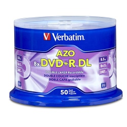 Verbatim DVD+R DL 8.5GB 8X Branded 50-Pack Spindle