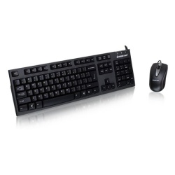 IOGEAR USB QWERTY Spill Proof Keyboard Mouse Combo Curved Space Bar Black - US Layout