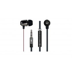 PQI Metallic In-Ear Stereo Earphones, Hands-Free Call Answering, Flat Cable Design, Red/Black Edition