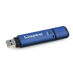 8GB Kingston DataTraveler Vault Privacy 3.0 Encrypted USB Flash Drive - Black/Blue