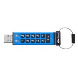 64GB Kingston DataTraveler 2000 Ecrypted USB Flash Drive - Blue