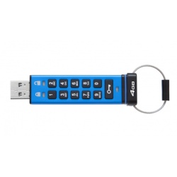 4GB Kingston DataTraveler 2000 Encrypted USB Flash Drive - Blue