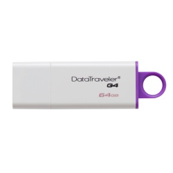 64GB Kingston DataTraveler G4 USB 3.0 Flash Drive - White/Purple