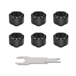 Thermaltake Pacific C-PRO G1/4 16mm OD PETG Cooling Fittings - Black - 6 Pack