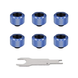 Thermaltake Pacific C-PRO G1/4 16mm OD PETG Cooling Fittings - Blue - 6 Pack