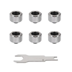Thermaltake Pacific C-PRO G1/4 16mm OD PETG Cooling Fittings - Chrome - 6 Pack