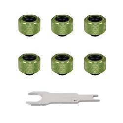 Thermaltake Pacific C-PRO G1/4 16mm OD PETG Cooling Fittings - Green - 6 Pack
