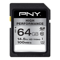 64GB PNY High Performance SDXC CL10 UHS-1 U1 Memory Card