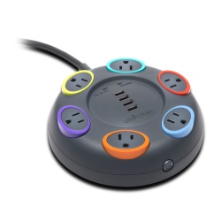 Kensington SmartSockets Table Top 6-Outlet 4-USB Surge Protector & USB Hub