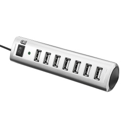 Adesso 7-Port USB 2.0 Hub w/AC Power Adapter - Silver