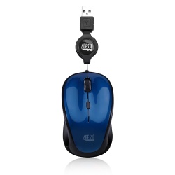 Adesso iMouse S8L LED Optical Wired USB Retractable Mini Mouse - Blue