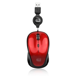 Adesso iMouse S8R Wired Retractable Optical Mini Mouse - Red