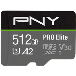 512GB PNY PRO Elite microSDXC CL10 UHS-I U3 A2 V30 Flash Memory Card