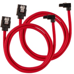 Corsair Premium Sleeved SATA III Cables 90° Connector (2 Pack) - Red