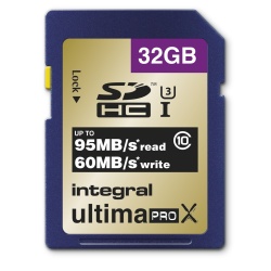 32GB Integral UltimaPro X Gold SDHC 95MB/sec CL10 UHS-1 U3 Memory Card