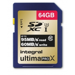 64GB Integral UltimaPro X Gold SDXC 95MB/sec CL10 UHS-1 U3 Memory Card