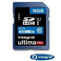16GB Integral Ultima Pro SDHC 45MB/sec CL10 High-Speed (UHS-1) memory card