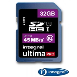 32GB Integral Ultima Pro SDHC 45MB/sec CL10 High-Speed (UHS-1) memory card