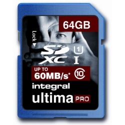 64GB Integral Ultima Pro SDXC CL10 UHS-1 memory card + microSDHC/SDXC USB card reader