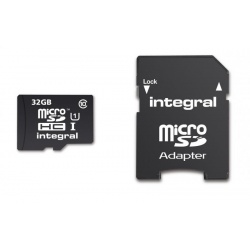 32GB Integral UltimaPro microSDHC CL10 UHS-I memory card w/ SD adapter