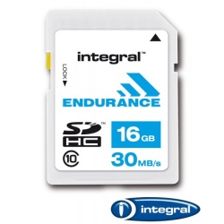 16GB Integral Endurance SDHC CL10 memory card (SLC - 30MB/sec read speed)