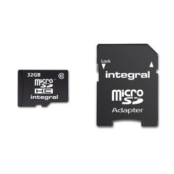 32GB Integral microSDHC CL10 mobile phone memory card w/ SD adapter