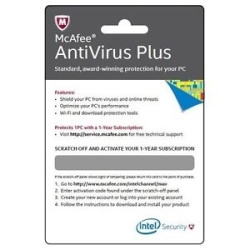 Intel McAfee Anti-Virus Plus 1-Year Subscription License - Activation Card