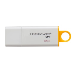 8GB Kingston DataTraveler G4 USB 3.0 Flash Drive - White/Yellow