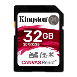 32GB Kingston Canvas React SDHC Memory Card UHS-I U3 CL10 A1