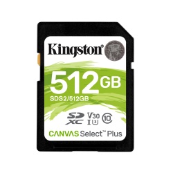 512GB Kingston Canvas Select Plus SDXC CL10 UHS-1 U3 V30 Memory Card