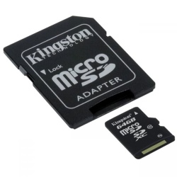 64GB Kingston microSDXC CL10 mobile phone memory card with SD adapter