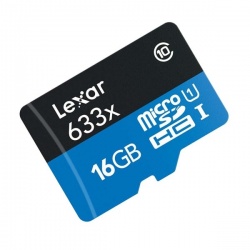 16GB Lexar microSDHC UHS-1 CL10 Memory Card with SD Adapter
