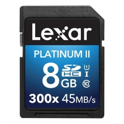 8GB Lexar Premium Series 300x 45MB/sec SDHC CL10 Memory Card