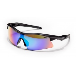 Luna Eclipse Running Cycling Sunglasses with Hard Protective Case (Mirrored Aquamarine Lenses, Black Frame)