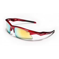 Luna Mars Running Cycling Sunglasses with Hard Protective Case (Mirrored Gold Lenses, Deep Red Frame)