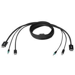 6FT Belkin Secure DisplayPort Stereo Mini Jack Male To DisplayPort USB Type B Male KVM Cable - Black