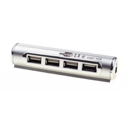 4-port USB Hub USB2.0 - Silver Cylinder Design