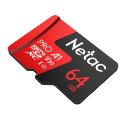 64GB Netac P500 Pro microSDXC CL10 UHS-I U3 V30 A1 Memory Card w/ SD Adapter