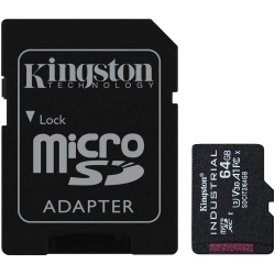 64GB Kingston Technology Industrial UHS-I Class 10 Micro SDXC Memory Card With Adapter