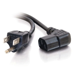 C2G 12FT 18 AWG (NEMA 5-15P to IEC320C13R) Universal Right Angle Power Cord - Black